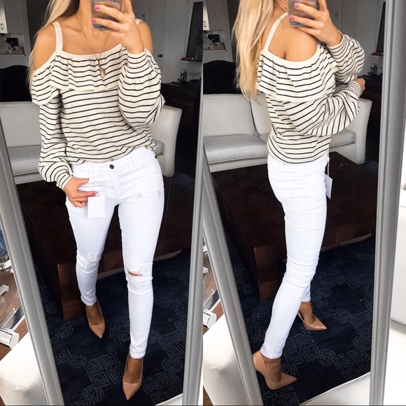 ⚓️ JOIE DELBIN CASHMERE WOOL BLEND CREAM COLD SHOULDER SWEATER! - Picture 5 of 12